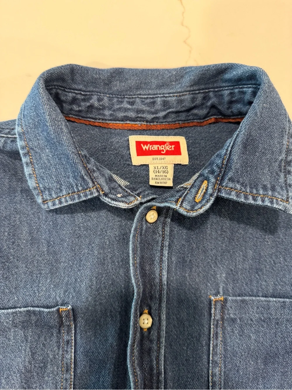 Wrangler Blue Denim Button-Up Shirt
